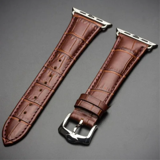 QIALINO Crocodile Pattern Genuine Leather Watch Wrist Strap priekš Apple Watch 42 / 44 / 45 mm / Ultra 49 mm - Gaiši Brūns - dabīgas ādas siksniņas (jostas) priekš pulksteņiem QIALINO Crocodile Pattern Genuine Leather Watch Wrist Strap priekš Apple Watch 42 / 44 / 45 mm / Ultra 49 mm - Gaiši Brūns - dabīgas ādas siksniņas (jostas) priekš pulksteņiem