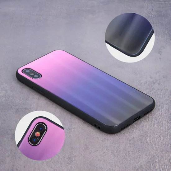 Aurora Glass Back Case priekš Apple iPhone 11 Pro Max - Rozā / Melns - silikona un stikla aizmugures apvalks (bampers, vāciņš, TPU back cover, bumper shell) Aurora Glass Back Case priekš Apple iPhone 11 Pro Max - Rozā / Melns - silikona un stikla aizmugures apvalks (bampers, vāciņš, TPU back cover, bumper shell)