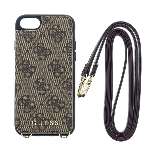 Guess 4G Crossbody Cardslot series GUHCI8CB4GB для Apple iPhone 7 / 8 / SE2 (2020) / SE3 (2022) - Коричневый - чехол-накладка в виде книжки с кармашками для карт и шнурком Guess 4G Crossbody Cardslot series GUHCI8CB4GB для Apple iPhone 7 / 8 / SE2 (2020) / SE3 (2022) - Коричневый - чехол-накладка в виде книжки с кармашками для карт и шнурком