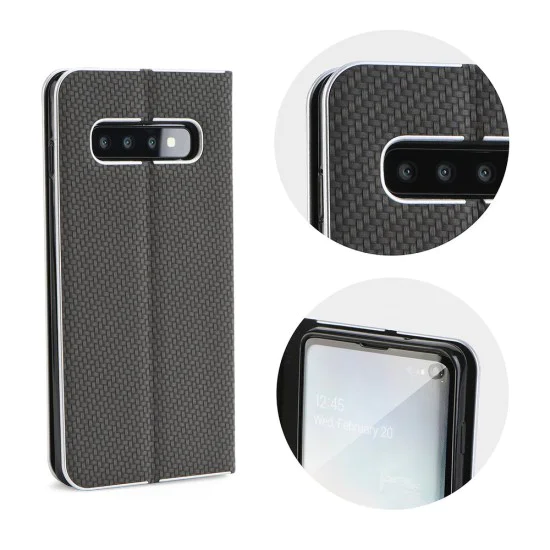 Luna Carbon Book Case для Apple iPhone 12 / 12 Pro - Чёрный - чехол-книжка со стендом / подставкой Luna Carbon Book Case для Apple iPhone 12 / 12 Pro - Чёрный - чехол-книжка со стендом / подставкой