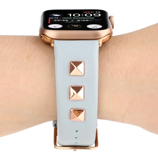 Genuine Leather Watchband with Rose Gold Fastener priekš Apple Watch 42 / 44 / 45 mm / Ultra 49 mm - Gaiši Zils - dabīgās ādas siksniņa priekš pulksteņiem ar saspraudi Genuine Leather Watchband with Rose Gold Fastener priekš Apple Watch 42 / 44 / 45 mm / Ultra 49 mm - Gaiši Zils - dabīgās ādas siksniņa priekš pulksteņiem ar saspraudi