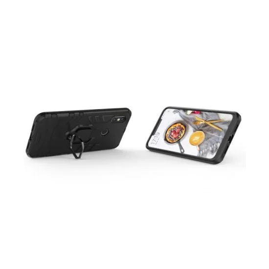 Defender Armor Back Case with Ring priekš Xiaomi Redmi 9A - Melns - triecienizturīgs silikona aizmugures apvalks ar gredzenu / bampers-vāciņš Defender Armor Back Case with Ring priekš Xiaomi Redmi 9A - Melns - triecienizturīgs silikona aizmugures apvalks ar gredzenu / bampers-vāciņš