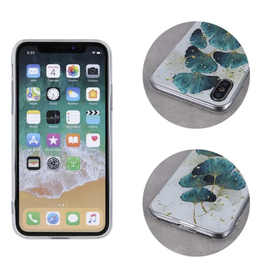Gold Glam Back Case для Apple iPhone 12 / 12 Pro - Листья - силиконовая накладка / бампер-крышка Gold Glam Back Case для Apple iPhone 12 / 12 Pro - Листья - силиконовая накладка / бампер-крышка