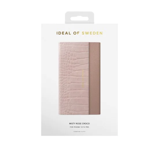 iDeal of Sweden Signature SS20 Clutch priekš Apple iPhone 12 / 12 Pro - Misty Rose Croco - mākslīgās ādas grāmatveida maks rokassomas veidā ar siksniņu iDeal of Sweden Signature SS20 Clutch priekš Apple iPhone 12 / 12 Pro - Misty Rose Croco - mākslīgās ādas grāmatveida maks rokassomas veidā ar siksniņu