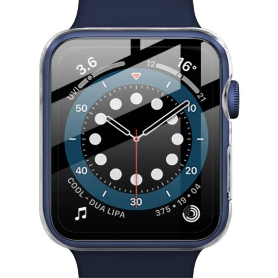 Imak Full Plastic Protective Cover with Tempered Glass priekš Apple Watch Series 4 / 5 / 6 / SE (40mm) - Caurspīdīgs - plastikāta pulksteņu apvalks Imak Full Plastic Protective Cover with Tempered Glass priekš Apple Watch Series 4 / 5 / 6 / SE (40mm) - Caurspīdīgs - plastikāta pulksteņu apvalks