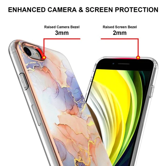 IMD Electroplated Frame TPU Phone Back Case priekš Apple iPhone 7 / 8 / SE2 (2020) / SE3 (2022) - Balts / Marmors - silikona aizmugures apvalks / bampers-vāciņš IMD Electroplated Frame TPU Phone Back Case priekš Apple iPhone 7 / 8 / SE2 (2020) / SE3 (2022) - Balts / Marmors - silikona aizmugures apvalks / bampers-vāciņš