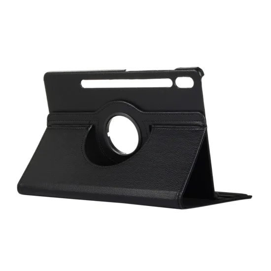 360 Rotary Litchi Skin Leather Cover w/ Stand priekš Samsung Galaxy Tab S7 FE T733 / T736 - Melns - sāniski atverams maciņš ar stendu 360 Rotary Litchi Skin Leather Cover w/ Stand priekš Samsung Galaxy Tab S7 FE T733 / T736 - Melns - sāniski atverams maciņš ar stendu