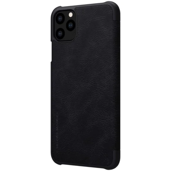 NILLKIN Qin Series Card Holder Leather Flip Case priekš Apple iPhone 12 Pro Max - Melns - sāniski atverams maciņš NILLKIN Qin Series Card Holder Leather Flip Case priekš Apple iPhone 12 Pro Max - Melns - sāniski atverams maciņš