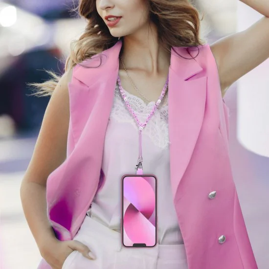 Crystal Diamond Pendant for the Phone / lenght 74cm - Розовый - Лента на шею из пластмасовых бусинок Crystal Diamond Pendant for the Phone / lenght 74cm - Розовый - Лента на шею из пластмасовых бусинок