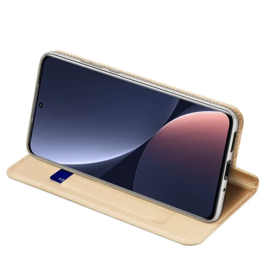 Dux Ducis Skin Pro series для Xiaomi 12 / 12X - Золотистый - чехол-книжка с магнитом и стендом / подставкой Dux Ducis Skin Pro series для Xiaomi 12 / 12X - Золотистый - чехол-книжка с магнитом и стендом / подставкой