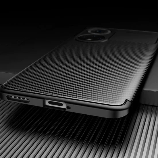 Beetle Series Carbon Fiber TPU Protection Phone Cover для Huawei Nova 9 / Honor 50 - Чёрный - противоударная силиконовая накладка / бампер-крышка Beetle Series Carbon Fiber TPU Protection Phone Cover для Huawei Nova 9 / Honor 50 - Чёрный - противоударная силиконовая накладка / бампер-крышка