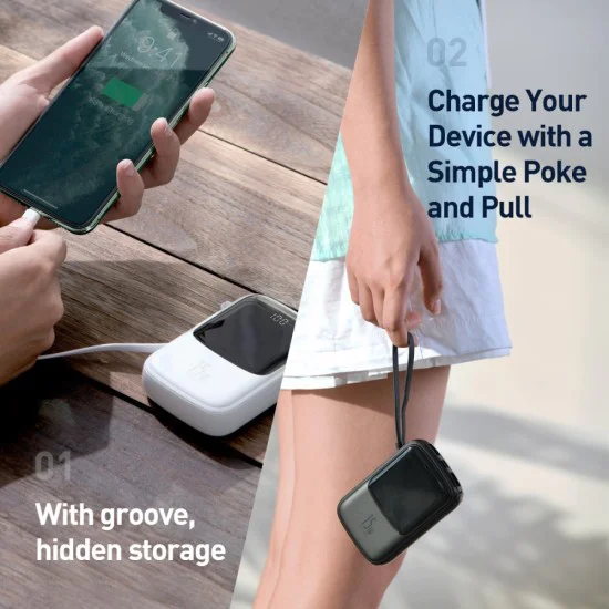 Baseus (PPQD-A01) QPow 10000mAh Power Bank 2xUSB 5V/3A / USB Type-C 15W Ligzda with Type-C cable - Melns - Universāla ārējas uzlādes batereja lādētājs-akumulators Baseus (PPQD-A01) QPow 10000mAh Power Bank 2xUSB 5V/3A / USB Type-C 15W Ligzda with Type-C cable - Melns - Universāla ārējas uzlādes batereja lādētājs-akumulators
