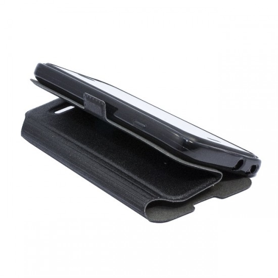 Telone Super Slim Samsung Galaxy Trend 2 Lite G318 - Melns - sāniski atverams maciņš ar stendu (ādas maks, grāmatiņa, leather book wallet case cover stand)