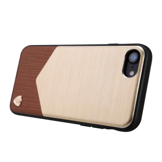 NILLKIN Business Style Lensen Case для Apple iPhone 7 / 8 / SE2 (2020) / SE3 (2022) - Золотой - кожаная накладка / бампер-крышка NILLKIN Business Style Lensen Case для Apple iPhone 7 / 8 / SE2 (2020) / SE3 (2022) - Золотой - кожаная накладка / бампер-крышка