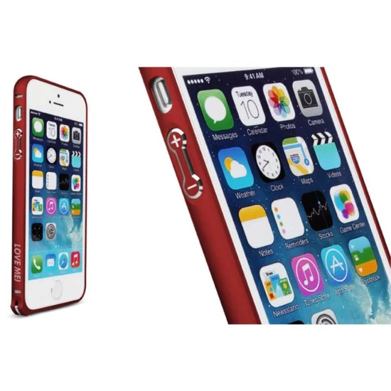LOVE MEI priekš Apple iPhone 5 / 5S Hippocampal Buckle Curved Metal Bumper - Red - alumīnija metāla sānu apvalks / bampers