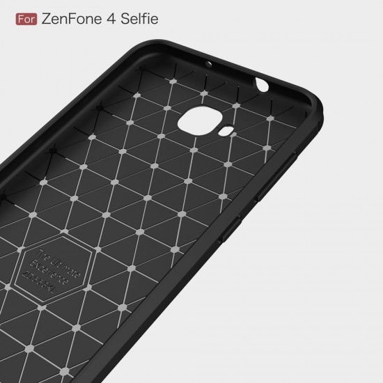 Carbon Fiber Brushed TPU Back Phone Case for Asus Zenfone 4 Selfie ZD553KL - Black - противоударная силиконовая накладка / бампер (крышка чехол, shell cover, bumper)