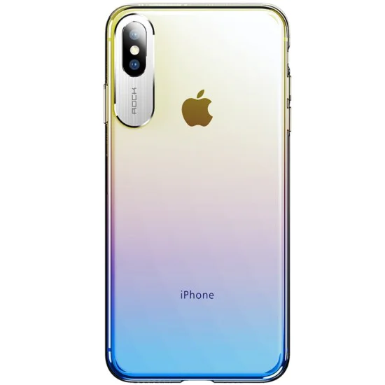 ROCK Aluminum Alloy Patch Gradient Color PC Hard Case priekš Apple iPhone XS Max - Zils - plastikāta aizmugures apvalks (bampers, vāciņš, slim PC case cover, bumper) ROCK Aluminum Alloy Patch Gradient Color PC Hard Case priekš Apple iPhone XS Max - Zils - plastikāta aizmugures apvalks (bampers, vāciņš, slim PC case cover, bumper)