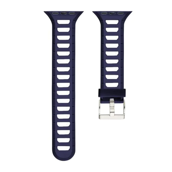 Dual Color Silicone Watch Band для Apple Watch 42 / 44 / 45 mm / Ultra 49 mm - Тёмно Синий/Белый - силиконовый ремешок для часов Dual Color Silicone Watch Band для Apple Watch 42 / 44 / 45 mm / Ultra 49 mm - Тёмно Синий/Белый - силиконовый ремешок для часов