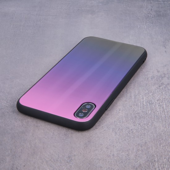 Aurora Glass Back Case для Huawei Y7 (2019) - Розовый / Чёрный - накладка / бампер из силикона и стекла (крышка чехол, TPU back cover, bumper shell)