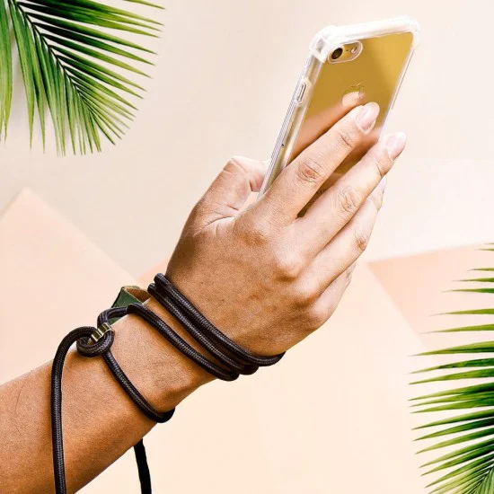 Forcell Cord Case priekš Samsung Galaxy A71 A715 - Melna siksniņa - caurspīdīgs triecienizturīgs silikona aizmugures apvalks ar siksniņu Forcell Cord Case priekš Samsung Galaxy A71 A715 - Melna siksniņa - caurspīdīgs triecienizturīgs silikona aizmugures apvalks ar siksniņu