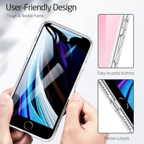 ESR Ice Shield Glass Back Case priekš Apple iPhone 7 / 8 / SE2 (2020) / SE3 (2022) - Sarkans / Zils - silikona un stikla aizmugures apvalks / bampers-vāciņš ESR Ice Shield Glass Back Case priekš Apple iPhone 7 / 8 / SE2 (2020) / SE3 (2022) - Sarkans / Zils - silikona un stikla aizmugures apvalks / bampers-vāciņš