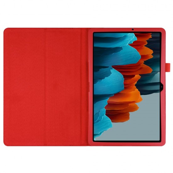 Litchi Texture Leather Stand Protective Case для Samsung Galaxy Tab S7 T870 / T875 / Tab S8 X700 / X706 - Красный - чехол-книжка со стендом / подставкой