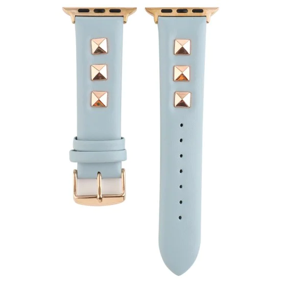 Genuine Leather Watchband with Rose Gold Fastener priekš Apple Watch 42 / 44 / 45 mm / Ultra 49 mm - Gaiši Zils - dabīgās ādas siksniņa priekš pulksteņiem ar saspraudi Genuine Leather Watchband with Rose Gold Fastener priekš Apple Watch 42 / 44 / 45 mm / Ultra 49 mm - Gaiši Zils - dabīgās ādas siksniņa priekš pulksteņiem ar saspraudi