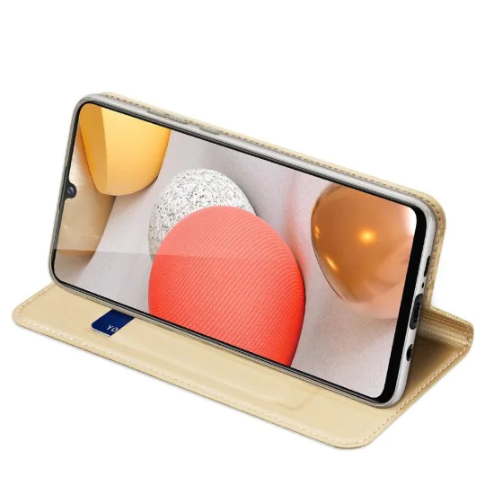 Dux Ducis Skin Pro series priekš Samsung Galaxy A22 5G A226 - Zelts - sāniski atverams maciņš ar magnētu un stendu Dux Ducis Skin Pro series priekš Samsung Galaxy A22 5G A226 - Zelts - sāniski atverams maciņš ar magnētu un stendu