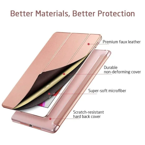 ESR Ascend Tri-fold Book Case priekš Apple iPad 10.2 (2019 / 2020 / 2021) - Rozā Zelts - sāniski atverams maciņš ar stendu ESR Ascend Tri-fold Book Case priekš Apple iPad 10.2 (2019 / 2020 / 2021) - Rozā Zelts - sāniski atverams maciņš ar stendu