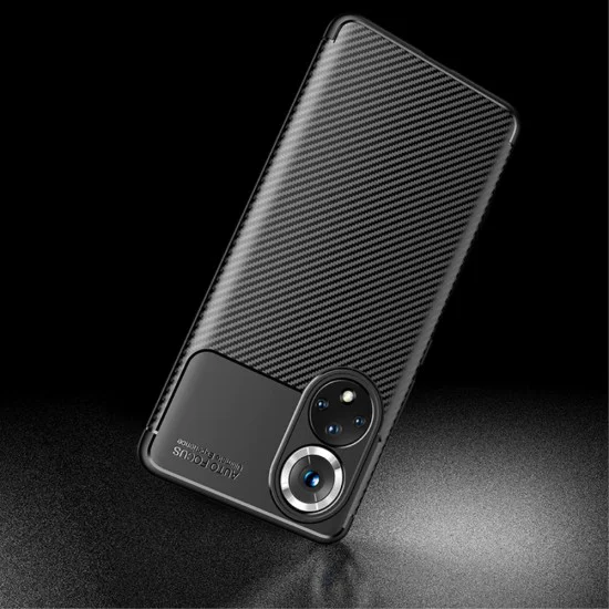 Beetle Series Carbon Fiber TPU Protection Phone Cover для Huawei Nova 9 / Honor 50 - Чёрный - противоударная силиконовая накладка / бампер-крышка Beetle Series Carbon Fiber TPU Protection Phone Cover для Huawei Nova 9 / Honor 50 - Чёрный - противоударная силиконовая накладка / бампер-крышка