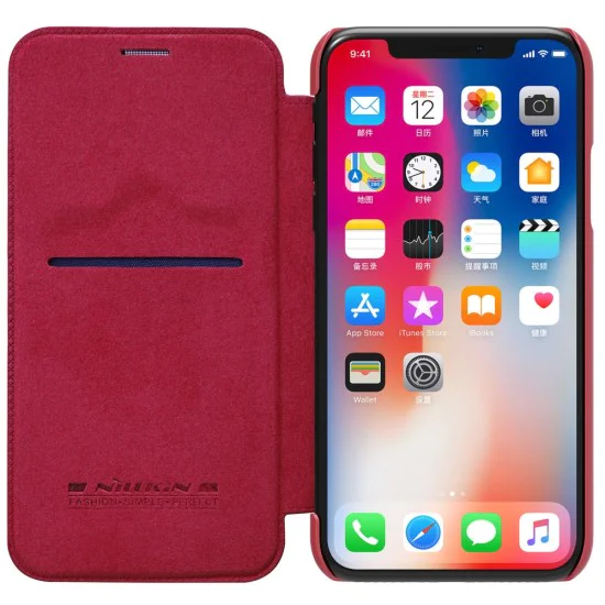NILLKIN Qin Series Card Holder Leather Case для Apple iPhone X / XS - Красный - чехол-книжка (кожаный чехол книжка, leather book wallet case cover) NILLKIN Qin Series Card Holder Leather Case для Apple iPhone X / XS - Красный - чехол-книжка (кожаный чехол книжка, leather book wallet case cover)