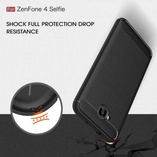 Carbon Fiber Brushed TPU Back Phone Case for Asus Zenfone 4 Selfie ZD553KL - Black - противоударная силиконовая накладка / бампер (крышка чехол, shell cover, bumper)