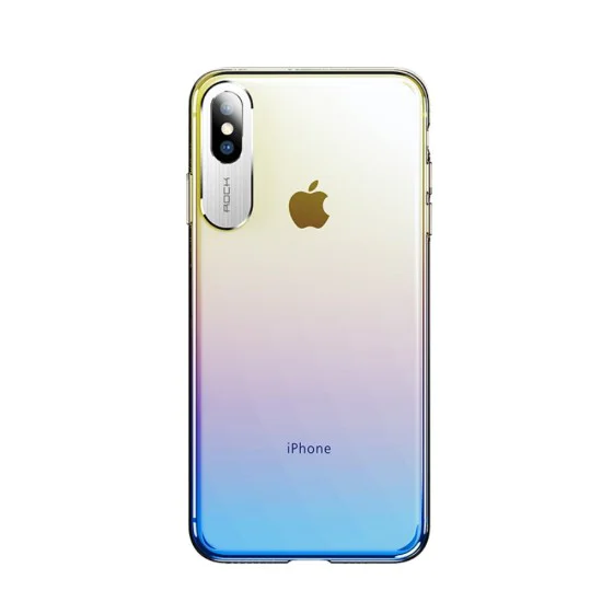 ROCK Aluminum Alloy Patch Gradient Color PC Hard Case priekš Apple iPhone XS Max - Zils - plastikāta aizmugures apvalks (bampers, vāciņš, slim PC case cover, bumper) ROCK Aluminum Alloy Patch Gradient Color PC Hard Case priekš Apple iPhone XS Max - Zils - plastikāta aizmugures apvalks (bampers, vāciņš, slim PC case cover, bumper)