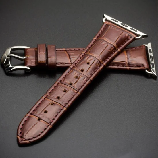 QIALINO Crocodile Pattern Genuine Leather Watch Wrist Strap priekš Apple Watch 42 / 44 / 45 mm / Ultra 49 mm - Gaiši Brūns - dabīgas ādas siksniņas (jostas) priekš pulksteņiem QIALINO Crocodile Pattern Genuine Leather Watch Wrist Strap priekš Apple Watch 42 / 44 / 45 mm / Ultra 49 mm - Gaiši Brūns - dabīgas ādas siksniņas (jostas) priekš pulksteņiem