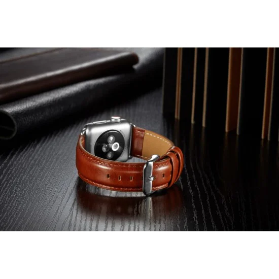 Top Layer Crazy Horse Texture Cowhide Leather Watch Band priekš Apple Watch 38 / 40 / 41 mm - Gaiši Brūns - dabīgas ādas siksniņas (jostas) priekš pulksteņiem Top Layer Crazy Horse Texture Cowhide Leather Watch Band priekš Apple Watch 38 / 40 / 41 mm - Gaiši Brūns - dabīgas ādas siksniņas (jostas) priekš pulksteņiem