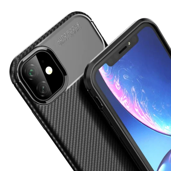 Beetle Series Carbon Fiber TPU Protection Phone Cover для Apple iPhone 11 - Чёрный - противоударная силиконовая накладка / бампер (крышка чехол, shell cover, bumper) Beetle Series Carbon Fiber TPU Protection Phone Cover для Apple iPhone 11 - Чёрный - противоударная силиконовая накладка / бампер (крышка чехол, shell cover, bumper)