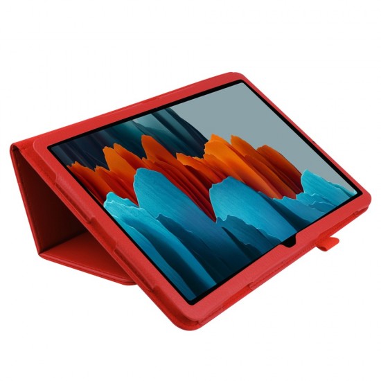 Litchi Texture Leather Stand Protective Case для Samsung Galaxy Tab S7 T870 / T875 / Tab S8 X700 / X706 - Красный - чехол-книжка со стендом / подставкой