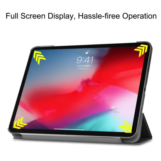 Tri-fold Stand PU Leather Smart Case priekš Apple iPad Pro 11 (2020 / 2021) - Melns - sāniski atverams maciņš ar stendu Tri-fold Stand PU Leather Smart Case priekš Apple iPad Pro 11 (2020 / 2021) - Melns - sāniski atverams maciņš ar stendu