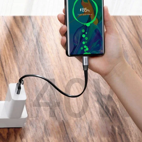 Baseus 0.23M Simple HW 5A USB to Type-C cable (Huawei SuperCharge) - Серый / Чёрный - USB-C дата кабель / провод для зарядки Baseus 0.23M Simple HW 5A USB to Type-C cable (Huawei SuperCharge) - Серый / Чёрный - USB-C дата кабель / провод для зарядки