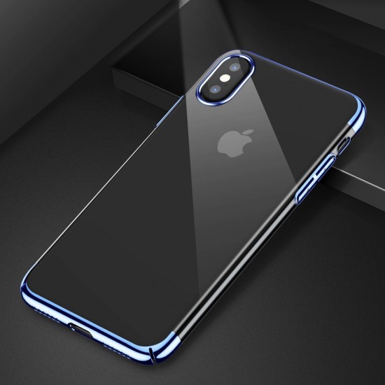 BASEUS Glitter Series Plating PC Hard Case priekš Apple iPhone X / XS - Zils - plastikas aizmugures apvalks (bampers, vāciņš, PU back cover, bumper shell)