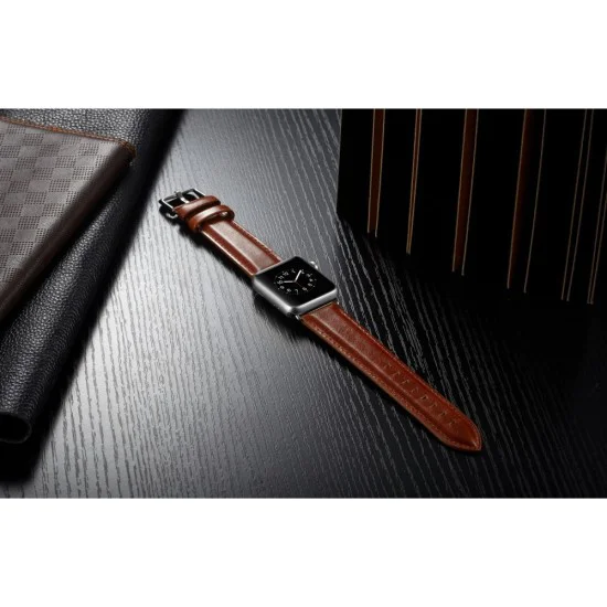 Top Layer Crazy Horse Texture Cowhide Leather Watch Band priekš Apple Watch 38 / 40 / 41 mm - Gaiši Brūns - dabīgas ādas siksniņas (jostas) priekš pulksteņiem Top Layer Crazy Horse Texture Cowhide Leather Watch Band priekš Apple Watch 38 / 40 / 41 mm - Gaiši Brūns - dabīgas ādas siksniņas (jostas) priekš pulksteņiem