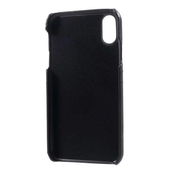 Double Card Slots PU Leather Coated PC Back Case для Apple iPhone XR - Чёрный - чехол-накладка из искусственной кожи с двумя кармашками для карт Double Card Slots PU Leather Coated PC Back Case для Apple iPhone XR - Чёрный - чехол-накладка из искусственной кожи с двумя кармашками для карт
