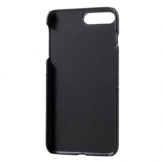Double Card Slots PU Leather Coated PC Back Case priekš Apple iPhone 7 Plus / 8 Plus - Melns - mākslīgās ādas aizmugures maciņš ar divām kabatiņām priekš kartēm