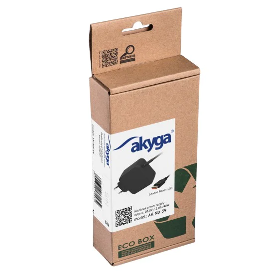 Akyga AK-ND-59 20V / 2.0A 40W Laptop Power Supply Adapter priekš Lenovo - barošanas bloks / tīkla lādētājs portatīvajiem datoriem Akyga AK-ND-59 20V / 2.0A 40W Laptop Power Supply Adapter priekš Lenovo - barošanas bloks / tīkla lādētājs portatīvajiem datoriem