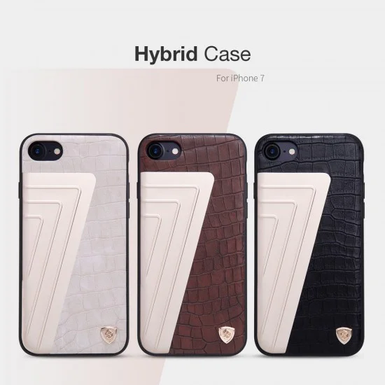 NILLKIN Hybrid Case with Crocodile Leather для Apple iPhone 7 / 8 / SE2 (2020) / SE3 (2022) - Черный - кожаная накладка / бампер-крышка NILLKIN Hybrid Case with Crocodile Leather для Apple iPhone 7 / 8 / SE2 (2020) / SE3 (2022) - Черный - кожаная накладка / бампер-крышка