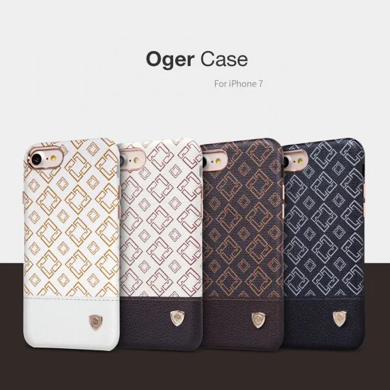 NILLKIN Oger Lattice Leather Coated Hard Case priekš Apple iPhone 7 / 8 / SE2 (2020) / SE3 (2022) - Balts - ādas aizmugures apvalks / bampers-vāciņš NILLKIN Oger Lattice Leather Coated Hard Case priekš Apple iPhone 7 / 8 / SE2 (2020) / SE3 (2022) - Balts - ādas aizmugures apvalks / bampers-vāciņš