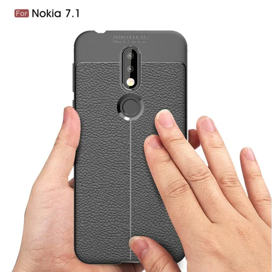 Litchi Skin PU Leather Coated TPU Mobile Phone Case для Nokia 7.1 (2018) - Чёрный - чехол крышка/накладка противоударная с имитацией кожи (бампер обложка, slim cover, bumper, back case) Litchi Skin PU Leather Coated TPU Mobile Phone Case для Nokia 7.1 (2018) - Чёрный - чехол крышка/накладка противоударная с имитацией кожи (бампер обложка, slim cover, bumper, back case)