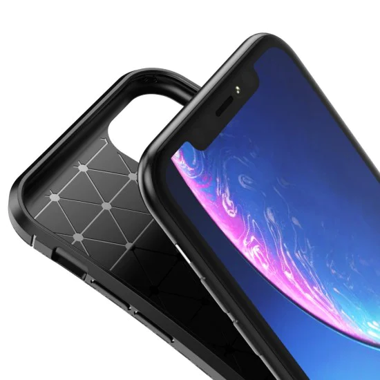 Beetle Series Carbon Fiber TPU Protection Phone Cover для Apple iPhone 11 - Чёрный - противоударная силиконовая накладка / бампер (крышка чехол, shell cover, bumper) Beetle Series Carbon Fiber TPU Protection Phone Cover для Apple iPhone 11 - Чёрный - противоударная силиконовая накладка / бампер (крышка чехол, shell cover, bumper)