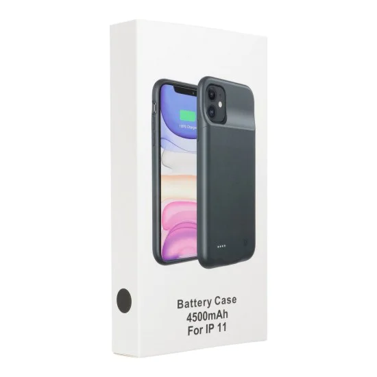 Powerbank 4500mAh Back Case priekš Apple iPhone 11 Pro Max - Melns - silikona / plastikāta aizmugures apvalks / bampers-vāciņš ar Iebūvētu akumulatoru Powerbank 4500mAh Back Case priekš Apple iPhone 11 Pro Max - Melns - silikona / plastikāta aizmugures apvalks / bampers-vāciņš ar Iebūvētu akumulatoru