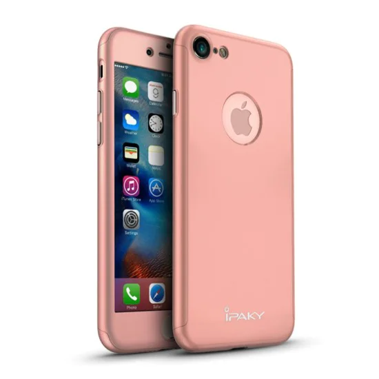 IPAKY Full Protection Hard Cover with Glass priekš Apple iPhone 7 - Rozā Zelts (ar izgriezumu) - plastikas aizmugures apvalks ar aizsardzības stiklu / bampers-vāciņš IPAKY Full Protection Hard Cover with Glass priekš Apple iPhone 7 - Rozā Zelts (ar izgriezumu) - plastikas aizmugures apvalks ar aizsardzības stiklu / bampers-vāciņš